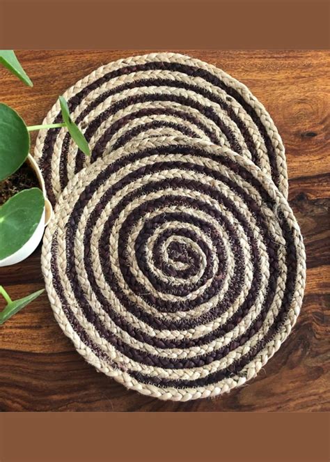Get Set of 2 Spiral Design Jute Placemat - Brown - 30 Cm Round at ₹ 899 ...