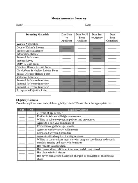 Mentor Assessment Summary for Mentorship Program Doc Template | pdfFiller