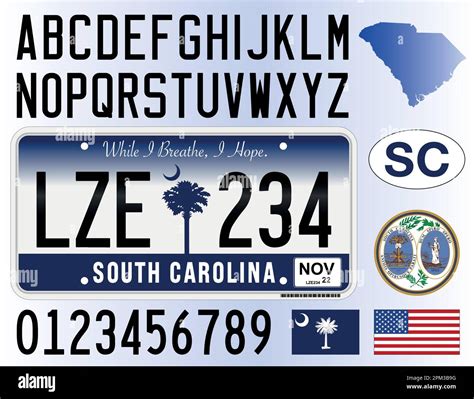South Carolina car license plate new style 2016, letters, numbers and ...