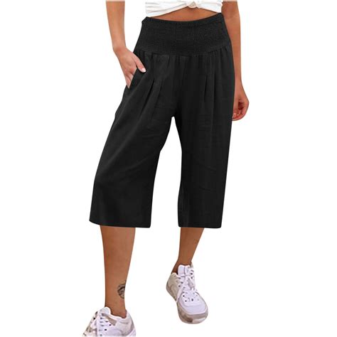 ZKCCNUK Summer Plus Size Womens Plus Size Capris Women's Loose Wide Leg ...