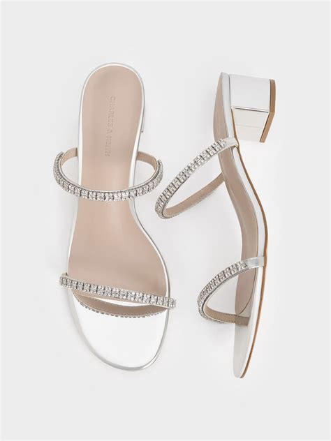 Ambrosia Metallic Gem-Embellished Mules - CHARLES & KEITH IN