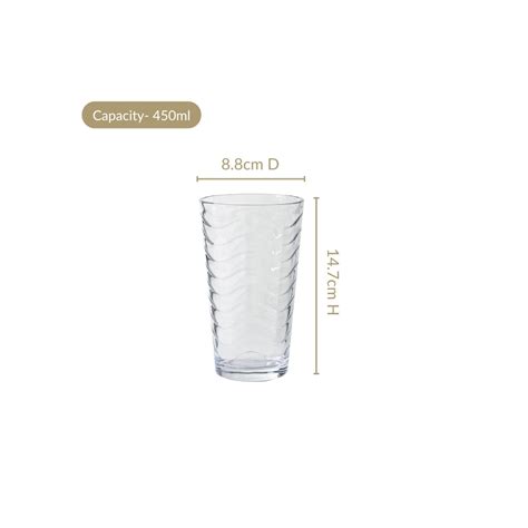 Wavy Tall Tumbler Set Of 6 450ml Online - Premium Tumbler | Nestasia