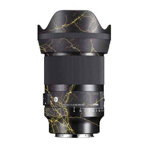 Electric Gold Veins Sigma 35mm F/1.4 DG Nikon Mount Camera Lens Skin