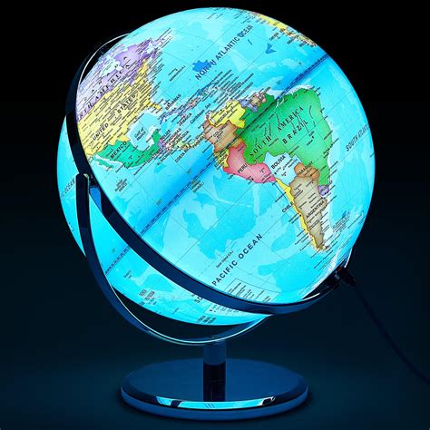 Amylove 13'' Illuminated World Globe with Stand 720°/360° Rotation ...
