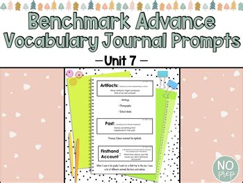 2nd Grade Benchmark Advance Vocabulary Journal Prompts (Unit 7) | TPT