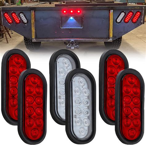 Amazon.com: 6Pcs 6 Inch Oval LED Trailer Tail Lights 10 LED, 4 Red and ...