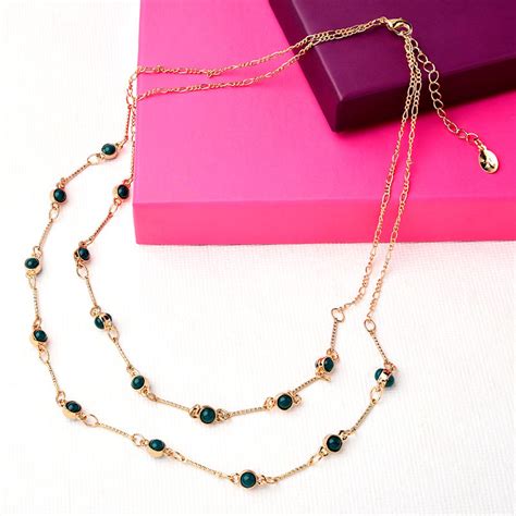 Buy Accessorize London Women's Green Beaded Station Multirow Necklace ...