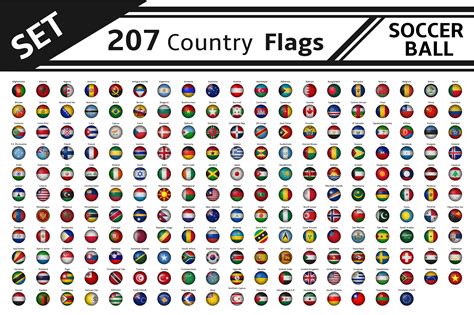 set 207 country flag soccer balls | Illustrations ~ Creative Market