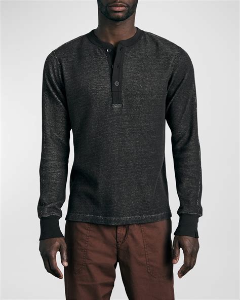 Vince Men's Striped Henley Shirt | Neiman Marcus