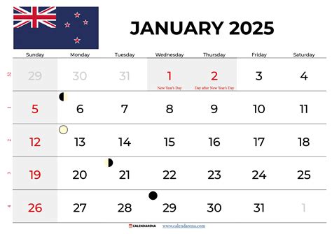 January 2025 Calendar Nz Printable