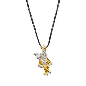 Shining Jewel Two Tone Gold and Silver Plated Pendant With Black Thread ...