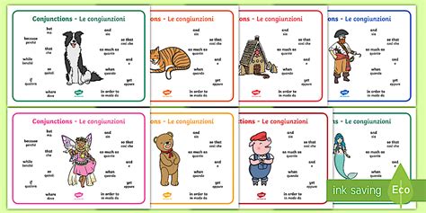Italian to English Conjunction Word Mats | Twinkl Lanugage
