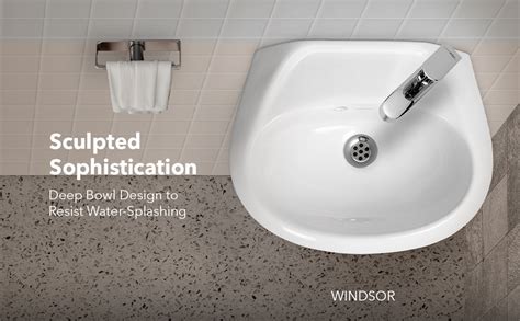 Hindware Windsor Wall Hung Wash Basin for Bathroom | Made of Ceramic ...