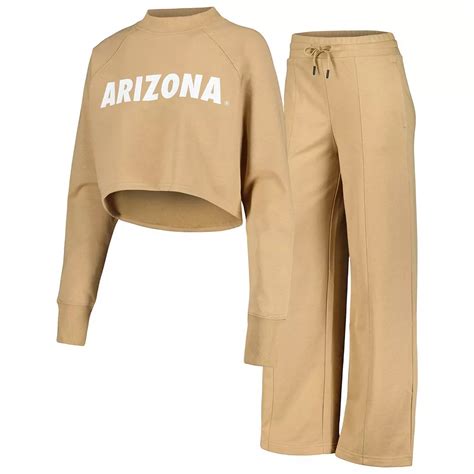 Women's Tan Arizona Wildcats Raglan Cropped Sweatshirt & Sweatpants Set