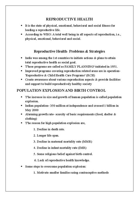 Reproductive Health Strategies and Contraceptive Methods in India - Studocu