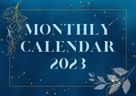 2023 Blue & Gold Calendar Digital Download - Etsy