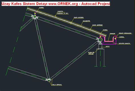 Uzay Kafes Sistem Detayı dwg projesi - Autocad Projeler