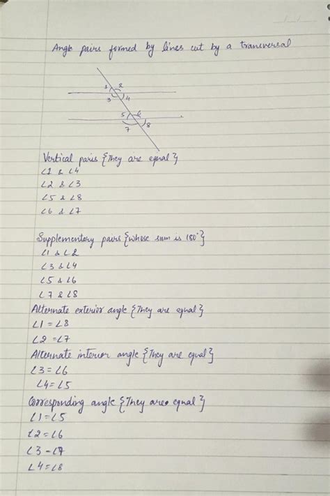 How many pairs of following angles are formed when two parallel lines ...
