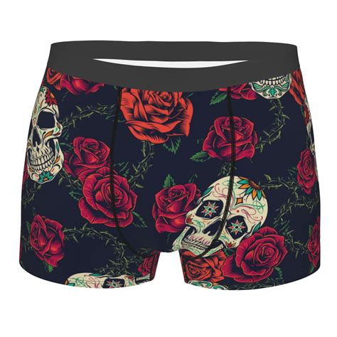 Naloa Roses Skulls Print Mens Underwear - Boxers for Men, Classic ...