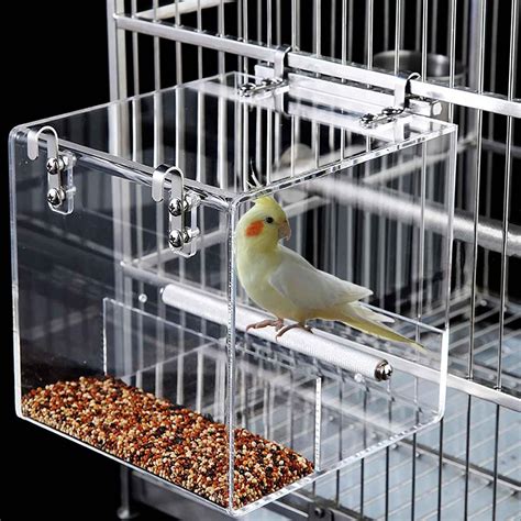 Amazon.com : Automatic Acrylic Bird Feeder for Cage, No Mess - Small ...