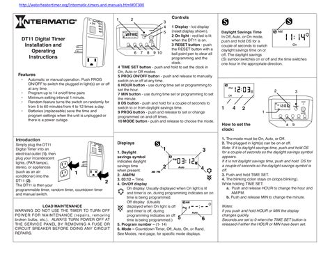 Instructions For Intermatic Timer | Gas Furnace