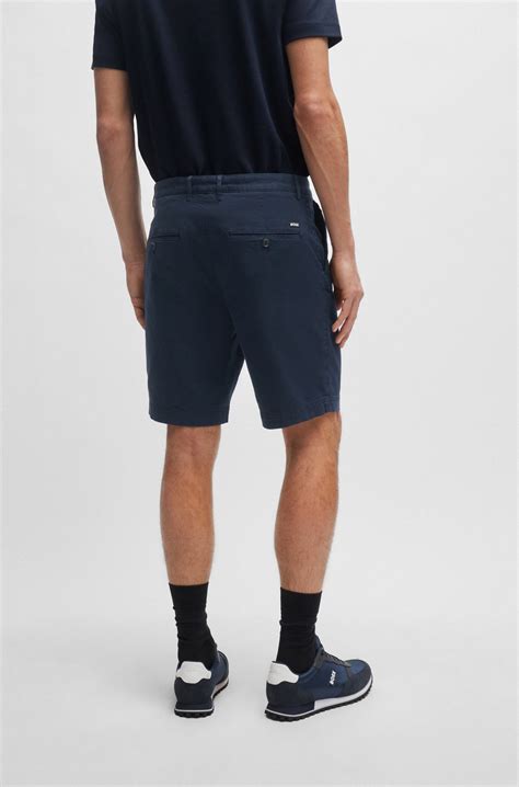 BOSS - Slim-fit shorts in stretch-cotton gabardine