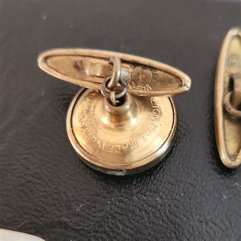 Antique Cufflinks mother Pearl ENGLAND ELGIN set 2 go… - Gem