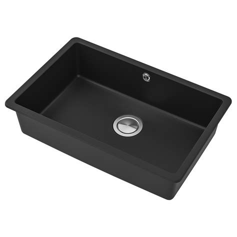 KILSVIKEN inset sink, 1 bowl, black quartz composite, 72x46 cm (283 ...