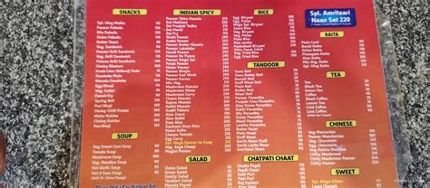 Menu at Moga Punjabi Tadka, Gajraula, National Highway 24