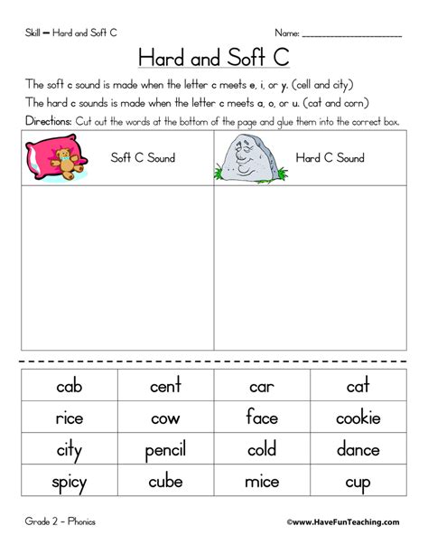 Hard C and Soft C Worksheet by Teach Simple