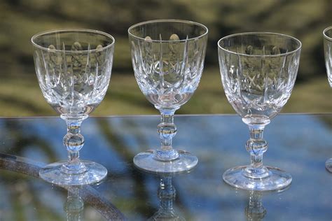 4 Vintage Etched Crystal Wine Glasses Set of 4 Vintage | Etsy