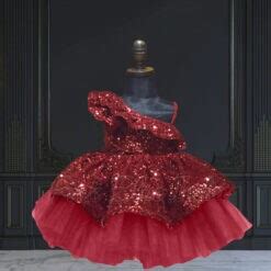 Peach Sequin Net Dress – Sequin Party Dress for Girls Online