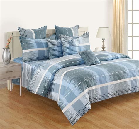 Buy Swayam Cotton 144 TC Double Bedsheet with 2 Pillow Covers - Blue ...