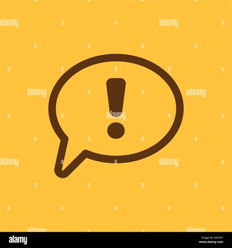 The exclamation mark icon. Attention speech bubble symbol. Flat ...