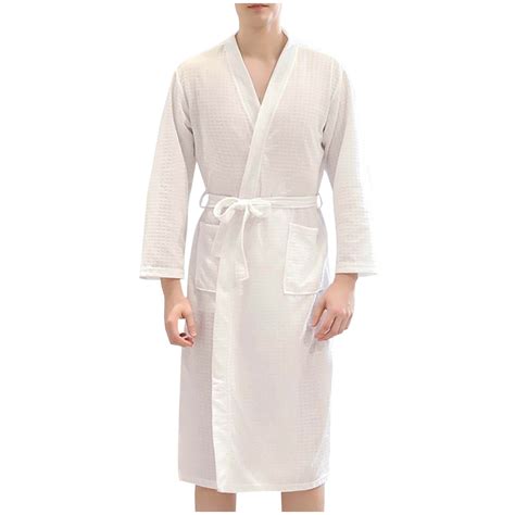 Agkizg Plus Size Men's Cottons Bathrobe,Long Robes for Men's House ...