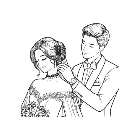 Continuous one line drawing of a wedding couple Vector illustration ...