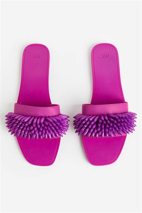 Women's Purple Beaded slides | H&M IN