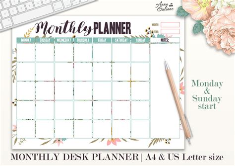 Desk Calendar Printable
