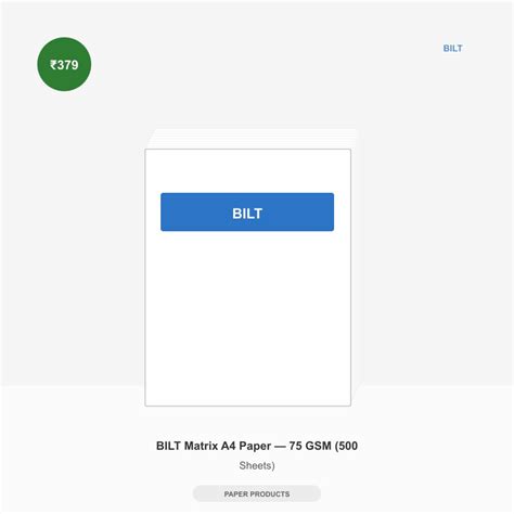 BILT Matrix A4 Paper — 75 GSM (500 Sheets) | Vedant Stationary