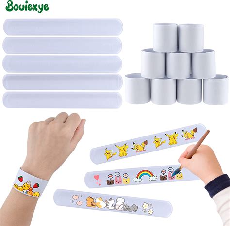 BOUIEXYE 25 Pieces White Slap Bracelets Bulk, DIY Slap Bracelets for ...