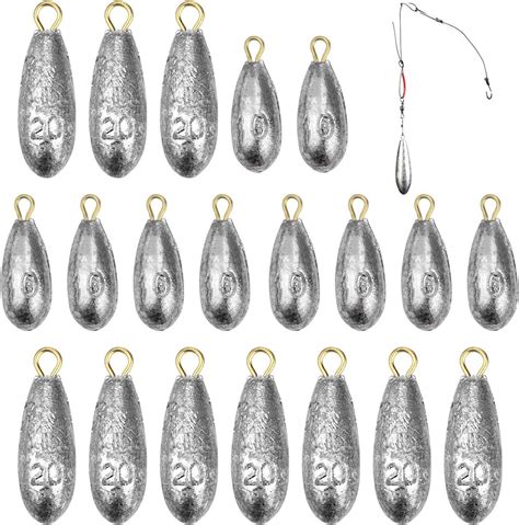 Buy Amersumer 20 Pcs Raindrop Fishing Weights, Lead Fishing Sinkers ...