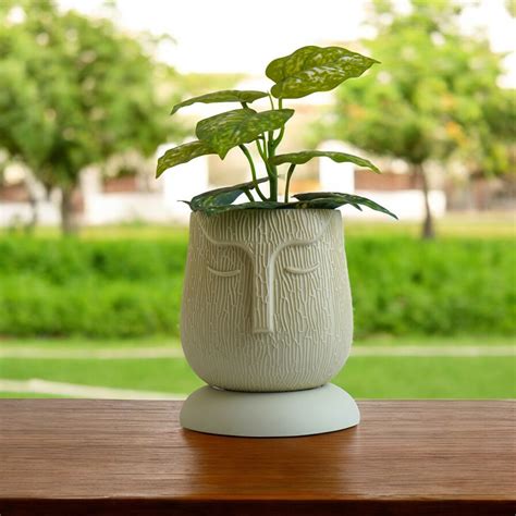 Indian Discovery's Ivory Color Self Watering Face Craft Planter – My Store