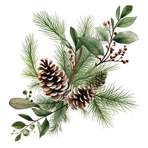 Premium AI Image | woodland style christmas greenery clipart white ...