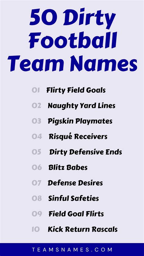300+ Dirty Fantasy Football Names to Outsmart Your Rivals - funny names for fantasy football teams