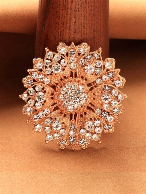 1pc Gold-Plated Flower Brooch, Women Luxury Gold-Color Flower Brooch ...
