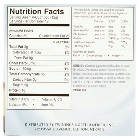 Twinings Chai Tea Nutritional Information | Besto Blog