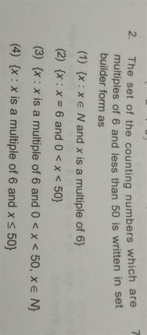 The set of the counting numbers which are multiples of 6 and less than 50..
