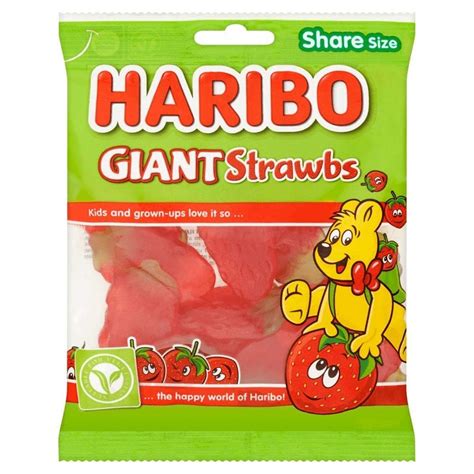 HARIBO Giant Strawbs 180g | Vegetarian Fruit Gummy Sweets : Amazon.in ...