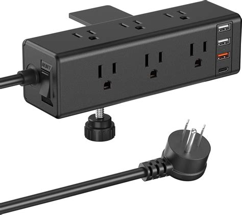 Amazon.com: Desk Edge Mount Power Strips with USB Ports-UL Plug Outlets 1250 Joulets Surge ...