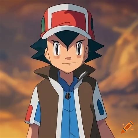 Ash ketchum enjoying a beer without a hat and bald on Craiyon